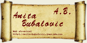 Anita Bubalović vizit kartica